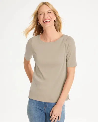 Chico's Pima Elbow Sleeve Tee In Light Rattan
