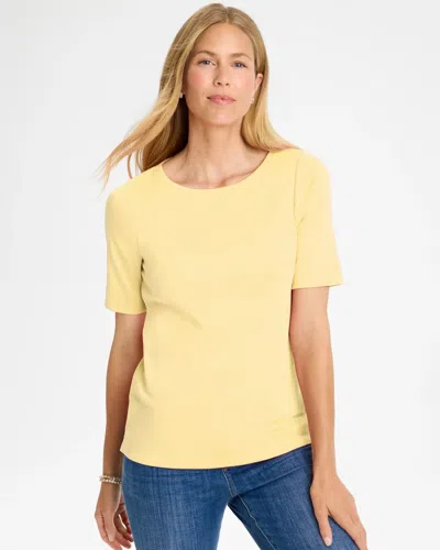 Chico's Pima Elbow Sleeve Tee In Sunrise In Orange