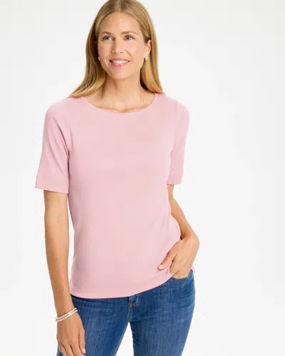 Chico's Pima Elbow Sleeve Tee In Sweet Blossom