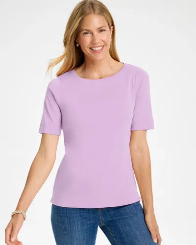 Chico's Pima Elbow Sleeve Tee In True Lilac