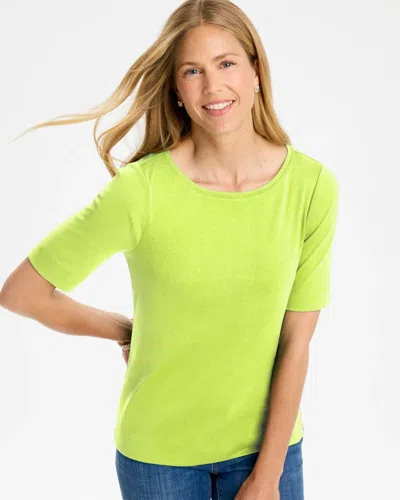 Chico's Pima Elbow Sleeve Tee In Zippy Lime