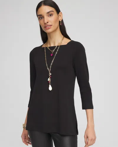 Chico's Pima Cotton Square-neck Tunic Top In Black Size 20/22 |