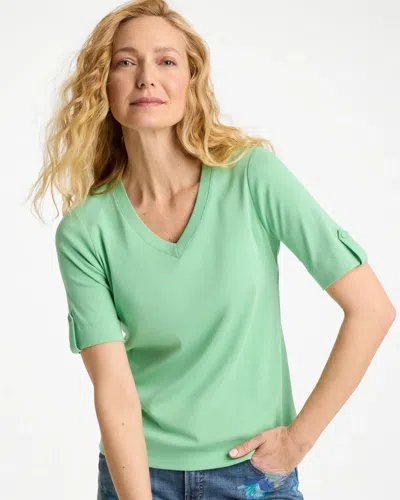 Chico's Pima V-neck Tee In Peppermint Green
