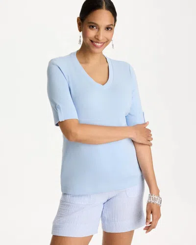 Chico's Pima V-neck Tee In Blue Haven