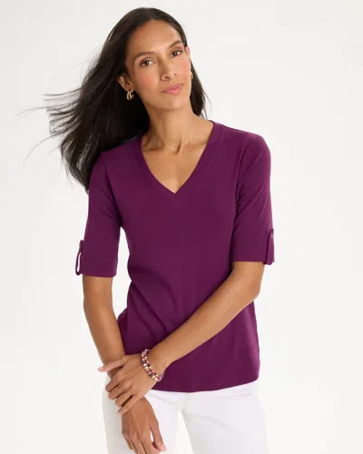 Chico's Pima V-neck Tee In Elderberry Wine