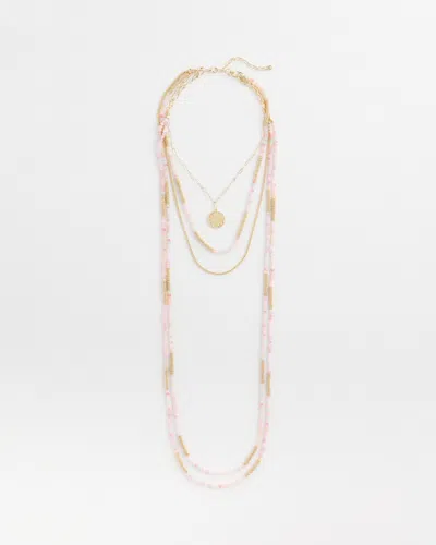 Chico's Pink Beaded Multi Strands Necklace |  In Multicolor