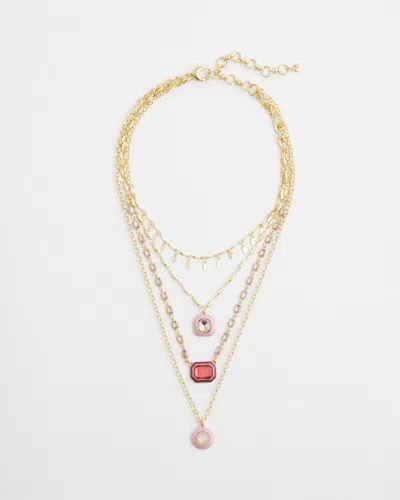 Chico's Pink Convertible Gold Tone Necklace |