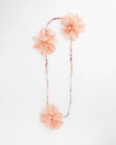 Chico's Pink Floral Aventurine Long Single Necklace |