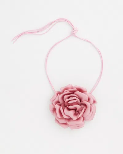 Chico's Pink Flower Tie Choker Necklace |
