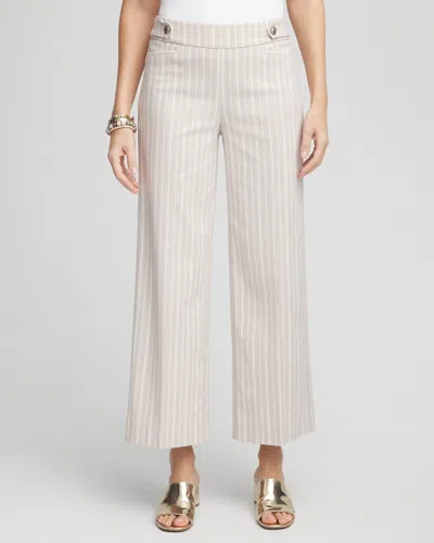 Chico's Brigitte™ Pinstripe Wide-leg Pants In Neutral Size 6 |  In Smokey Taupe
