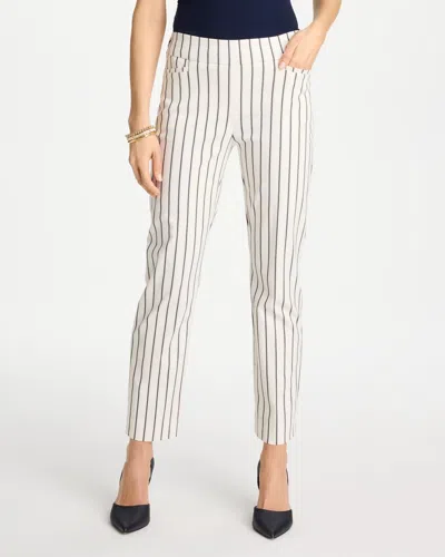 Chico's Pinstriped Brigitte Slim Ankle Pants In White