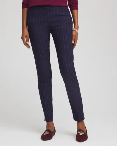 Chico's Pinstriped Brigitte Slim Pull-on Ankle Pants In Blue