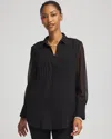 Chico's Pintuck Georgette Tunic In Black In Black