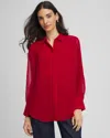 Chico's Pintuck Georgette Tunic In Carmine Red In Red