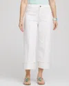 Chico's Pintuck High-cuff Cropped Jeans In White Size 16/18 |  In Alabaster