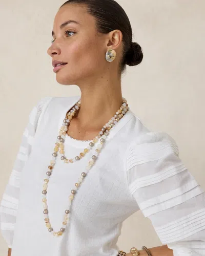 Chico's Pintuck Puff Sleeve Tee In White