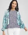 Chico's Pintuck Raglan Sleeve Blouse In Aquatic Teal Size 16/18 |  In Aquatic Teal
