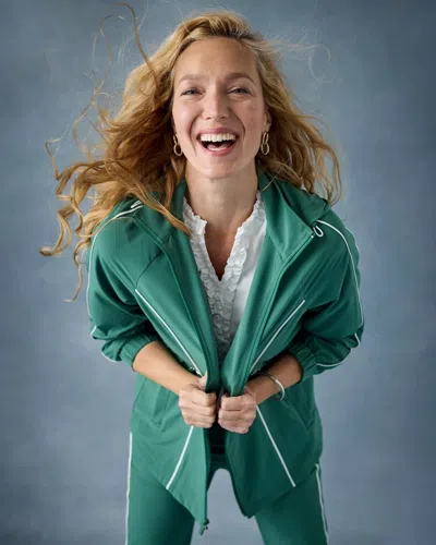 Chico's Piping Anorak Jacket In Water Lily Green