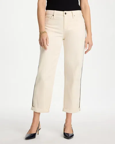Chico's Piping Boyfriend Crop Jeans In White In Neutral