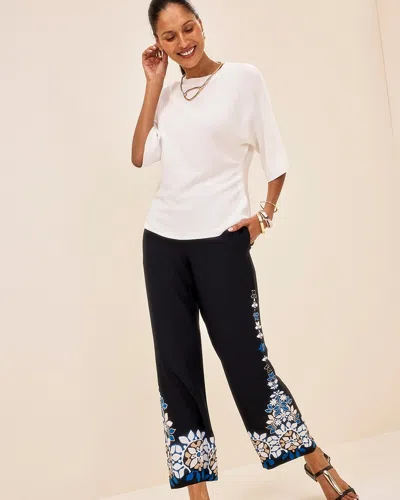 Chico's Placed Floral Print Soft Cropped Pants In Black Size 16/18 |