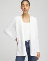 CHICO'S PLACED POINTELLE CARDIGAN SWEATER IN WHITE SIZE 0/2 | CHICO'S