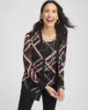 Chico's Plaid Mesh Cardigan Sweater Top In Black Size 20/22 |  In Black