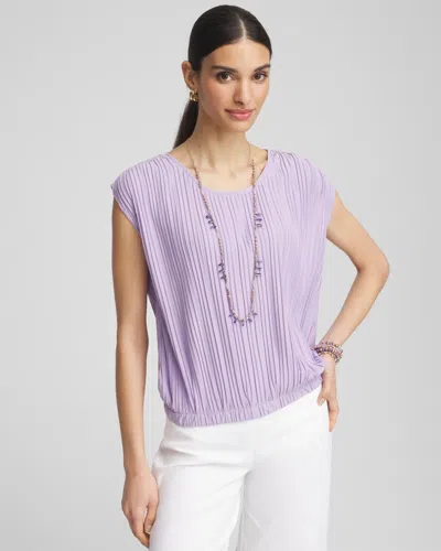 Chico's Pleated Bubble-hem Tee In Purple