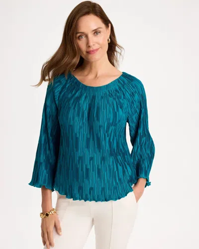 Chico's Pleated Flare Sleeve Top In Lotus