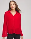 Chico's Pleated Georgette Blouse In Carmine Red In Red