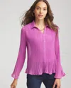 Chico's Pleated Georgette Blouse In Gooseberry In Pink