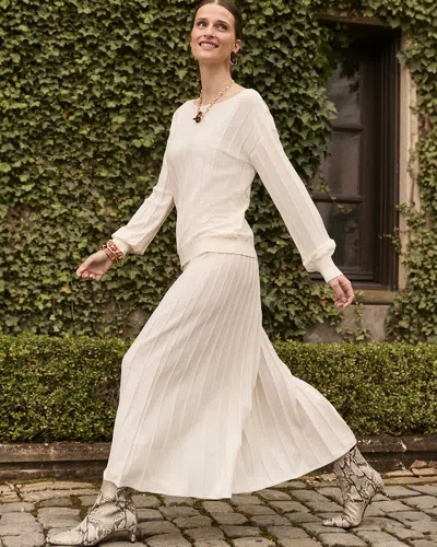 Chico's Pleated Knit Skirt In English Cream Size 12/14 |
