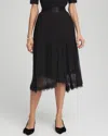 Chico's Pleated Lace Hem Midi Skirt In Black In Black