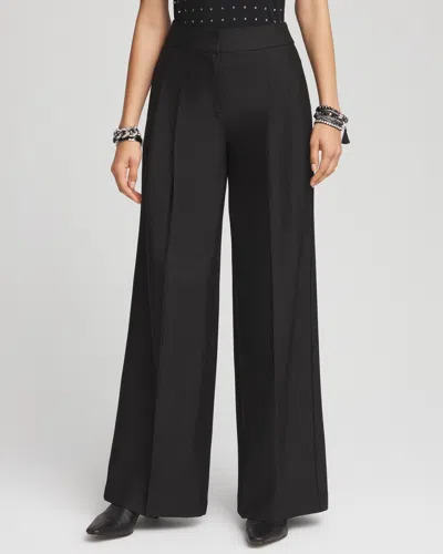 Chico's Pleated Relaxed Straight Leg Pants In Black Size 14 |