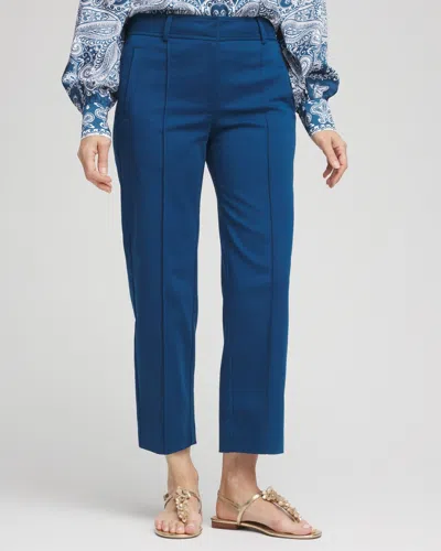 Chico's Sateen Straight-leg Cropped Pants In Seaport Size 6 |