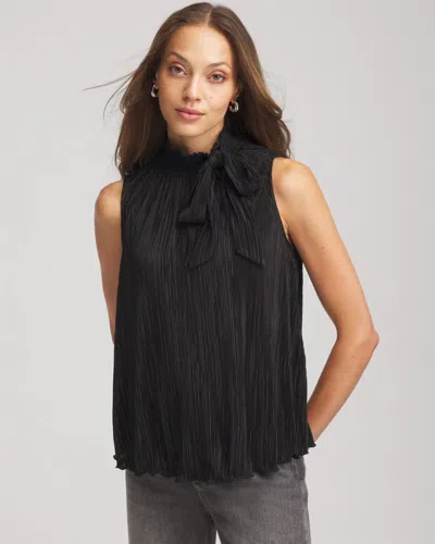 Chico's Pleated Smocked Tie-neck Top In Black