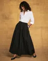Chico's Pleated Taffeta Maxi Skirt In Black In Black