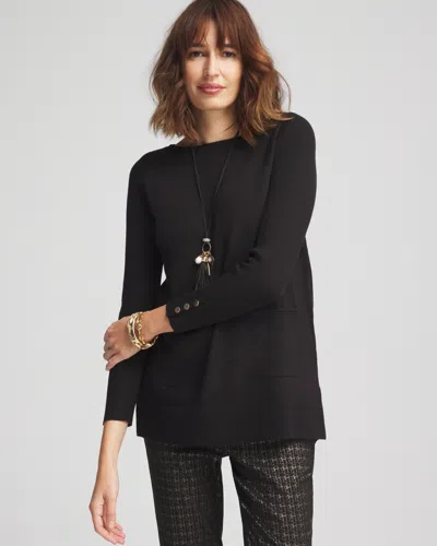 Chico's Pocket Sweater Tunic In Black Size 20/22 |