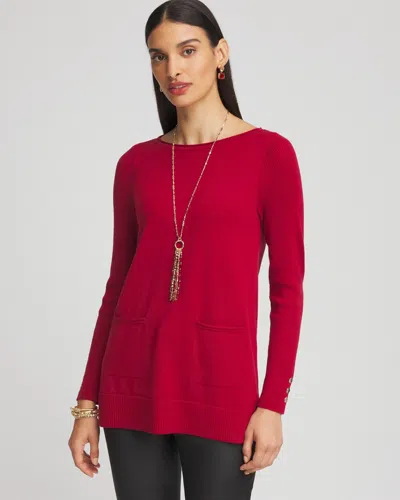 Chico's Pocket Sweater Tunic In Size 16/18 |  In Red Allure