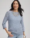 Shop Chico's Pointelle Bateau-neck Pullover Sweater In Denim Size 8/10 |