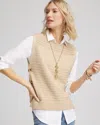 CHICO'S POINTELLE BUTTON SWEATER VEST IN WILD TRUFFLE SIZE 20/22 | CHICO'S