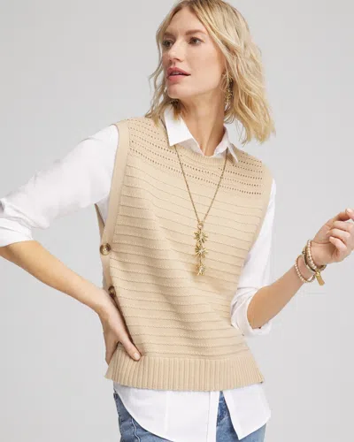 Chico's Pointelle Button Sweater Vest In Wild Truffle Size 20/22 |