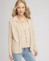 Chico's Pointelle Lace Scallop Cardigan Sweater In Wild Truffle Size 20/22 |  In Wild Truffle