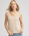 Chico's Pointelle Lace Scallop Sweater Tank In Wild Truffle Size 16/18 |  In Wild Truffle