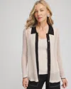 Chico's Pointelle Polo Cardigan Sweater In Taupe In Brown