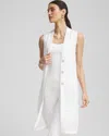 Chico's Pointelle Sleeveless Midi Sweater Vest In White In White