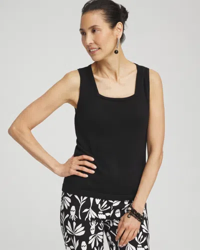 Chico's Pointelle Tank In Black Size Xs |