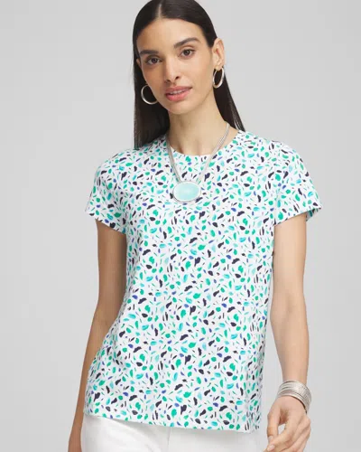 Chico's Polka-dot Crewneck Perfect Tee In White