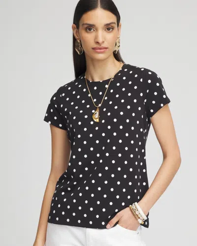 Chico's Polka-dot Perfect Tee In Black Size 16/18 |