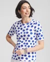 Chico's Polka-dot Pima Cotton Crewneck Tee In White In White