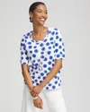 Chico's Polka-dot Short Sleeve Tee In White In White